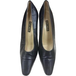 ESCADA Black/ Blue Croc-Embossed Heels